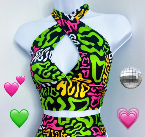 Acid Wave Criss Cross Halter (UK XS/6)