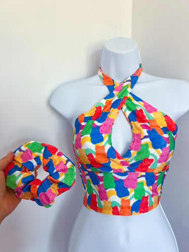 Gummy Bears Criss Cross Halter & Scrunchie UK S (8) SALE