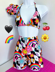 Flower Power Check 3 Piece Shorts Set