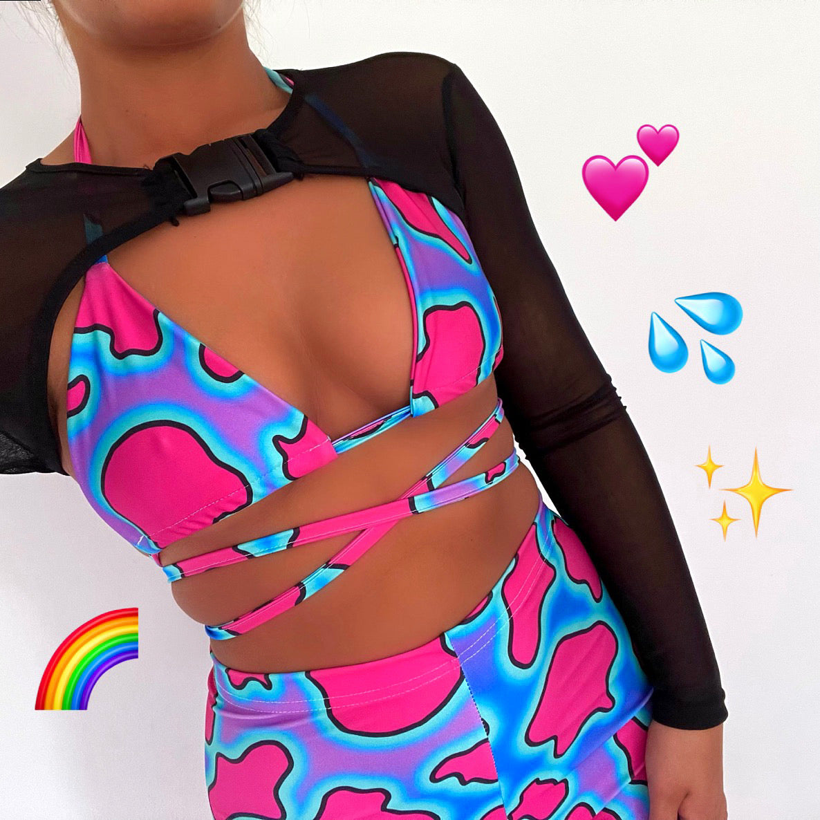 Long sleeve mesh extreme crop top top
