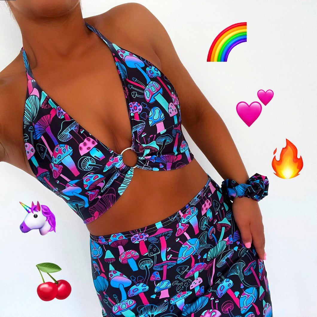 Neon Mushroom O-Ring Crop Top