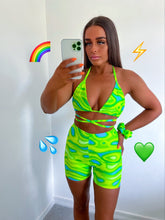Lime Soda Bra, Mini Shorts and Scrunchie Matching Set