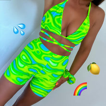 Lime Soda Bra, Mini Shorts and Scrunchie Matching Set